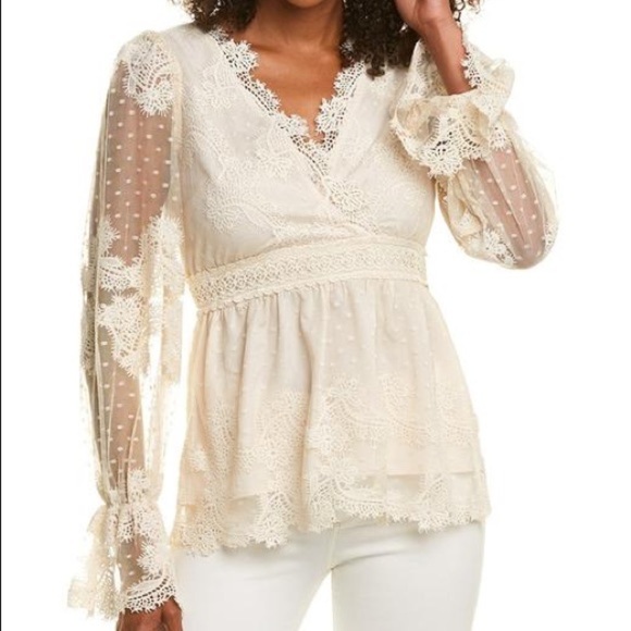 NEW | Anthropologie Champagne & Strawberry Ivory Lace Blouse - Picture 13 of 13